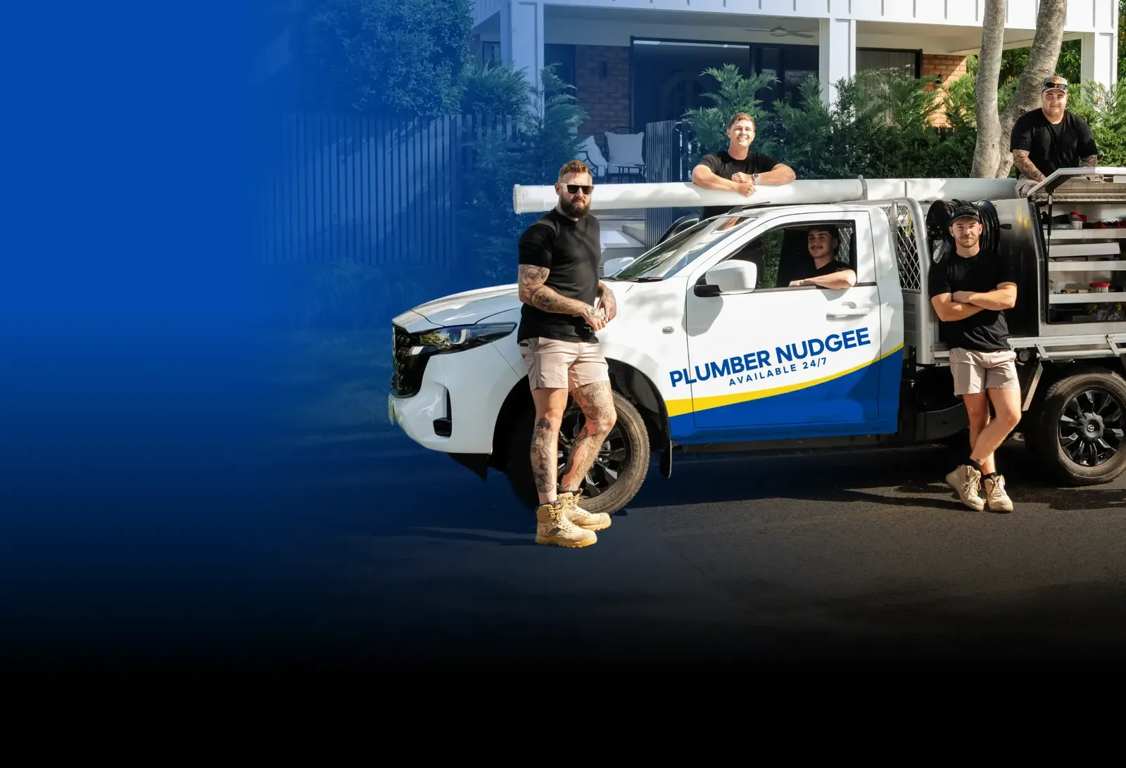 Plumber Nudgee team with the ute